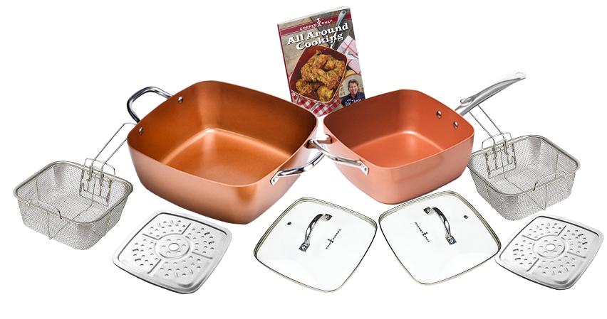 Cook Deep Square Pan Set Nonstick Copper Pan Chef 4 Piece Set