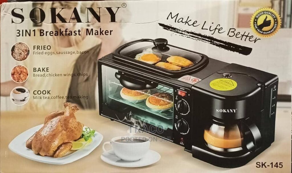 Breakfast Station Multifunctional Oven Electric 3 in 1 Household Breakfast  Machine with Coffee maker and Griddle for Family Breakfast Afternoon Tea