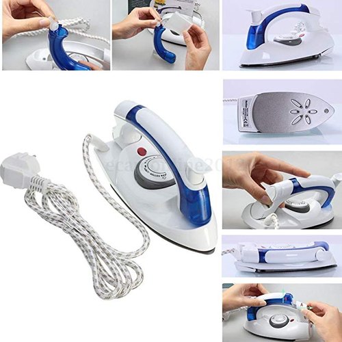 JUNSHUO Mini Travel Iron Foldable Dry and Wet Available Fast Heating Small Portable Electric Iron Lightweight 100V-240V for Travel/Business Trips White 