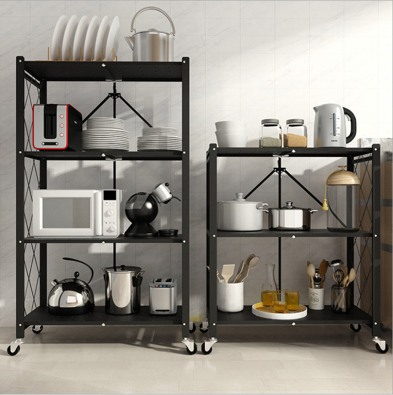 1pc Detachable Foldable Multi-functional Kitchen Storage Rack With Double  Sided Pot Shelf For Countertop Organization