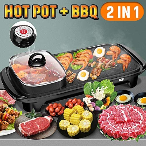  Hot Pot with Grill, 2000W 2 in 1 Electric Hot Pot